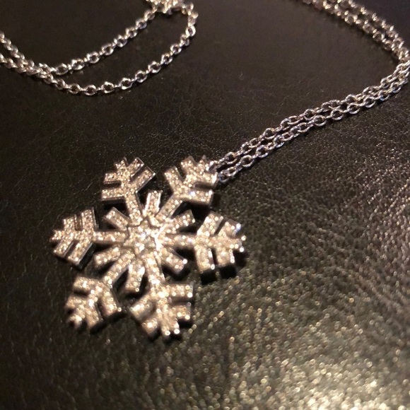 Snowflake Pendant 925 Sterling Silver Pave Cz Diamonds NWOTS - Picture 8 of 8